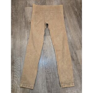 Joy Lab Leggings Womens Med Brown Textured High-Rise Pull On Stretch 7/8‎ Length